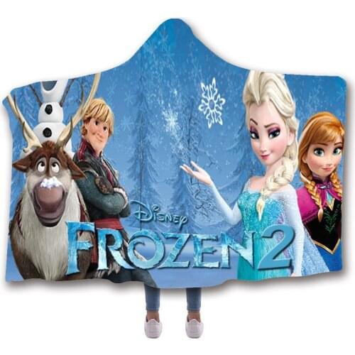 Disney Frozen Elsa Anna Hooded Cloak Magic Hat Blankets Childrens Napping Blanket Cartoons Sherpa Fleece Kid Sofa Car Body Cover