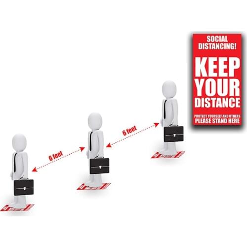 Keep Your Distance Sticker Sign Social Distancing Floor Decal Safety Floor Sign Floor Adhesive Sticker for Maintaining Distance