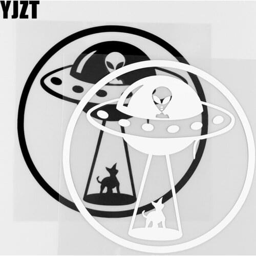YJZT 15.2X15.2CM Ufo Vinyl Decal Space Alien Car Stickers Windows Decor Black / Silver 10A-0165