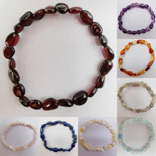 Natural 5-7MM Stone Crystal/Red Carnelian/Garnet/Aquamarin e/Labradorite/Lapis Bracelet Stretch 7.5 Inch Jewelry For Gift
