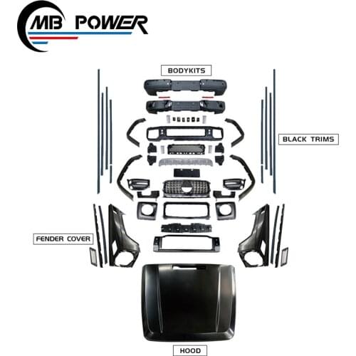 2020 G63 BODY KIT for Old w463 G350 G400 G500 Upgrade to New G63 Bodykit with Hood Lights and Fenders