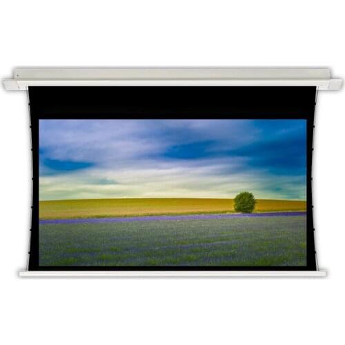 OEM ODM Customized Size 4K 8K Bright White Woven Acoustically Transparent Motorized Ceiling Recessed Projection Screen, MCR-WAT