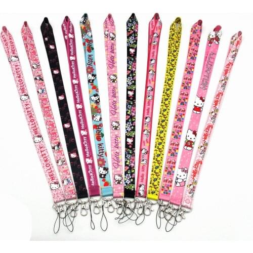 Wholesales 30 Pieces/lot High Quality Cartoon Anime Girls Keychains Neck Lanyard Students ID Card Holder Mobile Phone Strap
