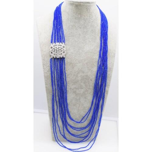 10rows blue spinel necklace 2mm round faceted 28-36inch nature wholesale beads