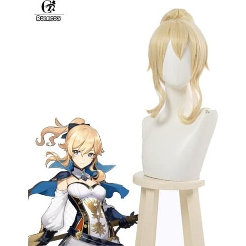 ROLECOS Game Genshin Impact Cosplay Wig Hair Jean Cosplay Wig 50cm Beige Headwear Jean Cos Hair Heat Resistant Synthetic Hair