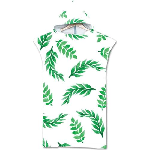 New leaves geometry Towel Adult Microfiber Dressing Robe Hooded Bath Towel Swimming Surfing Beachwear