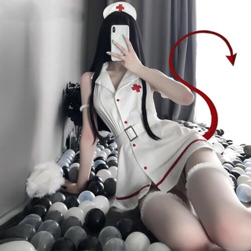 Sexy Lingerie Sweet White And Black Sleeveless Erotic Nurse Cosplay Uniform Passion Temptation Fancy Dress Dropshipping Costume