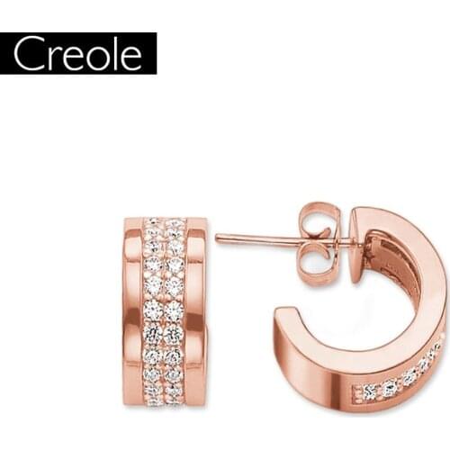 Hoop Earrings Creole Pink Wide Bohemia Gift For Women Earring Europe Style 925 Sterling Silver Zirconia Fashion Jewelry