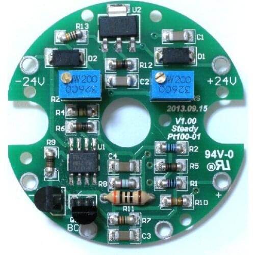 The circuit diagram of the temperature control module for the thermal resistance of the PT100 panel