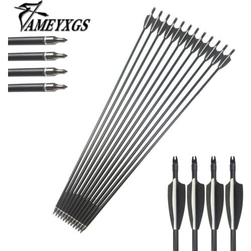 6/12/24 Pcs Archery 30 Inch 500 Spine Fiberglass Arrow OD 8mm Detachable Arrowhead For Compound Bow Hunting Shooting Accessories