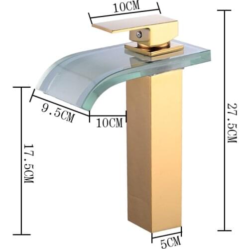 Vidric Gold Waterfall Led Faucet with Pop-up Waterfall Brass Basin Faucet. Sink Mixer Tap Deck Mounted basin sink Mixer Ta Torne