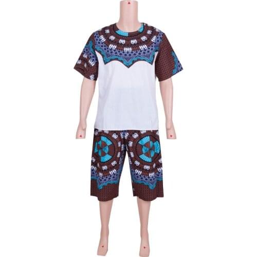 In Stock Men Set African Print Tops and Short Pants Summer Men Suits Set African Outfits XH168