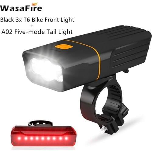 15000lm 3x L2/T6 Bike Front Rear Light USB Rechargeable Bicycle Headlamp Built-In 5200mAh Battery Cycling Headlight andTaillight