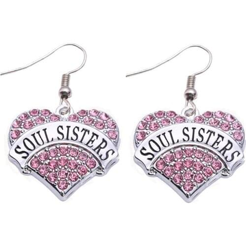 Women Jewelry Heart Pendant Gift For BFF With Crystals SOUL SISTERS Written Zinc Alloy Personality Provide Dropshipping