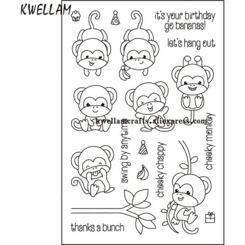 Cheeky monkey its your birthday go bananas Scrapbook DIY photo cards rubber stamp clear stamp transparent stamp 10x15cm 7100902