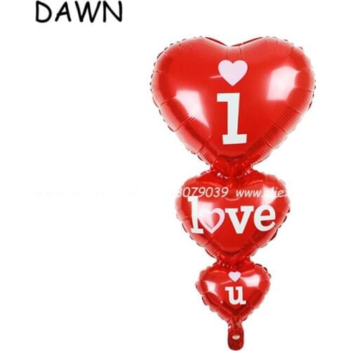 1pc Wedding decoration Romantic Valentines heart balloons siamesed I Love You foil balloons mariage helium party supplies