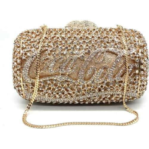 18x10.5CM Women Banquet Clutch Bag Cola Diamond Dinner Bag Hard Box Full Diamond Bag Dress Evening Bag a6825