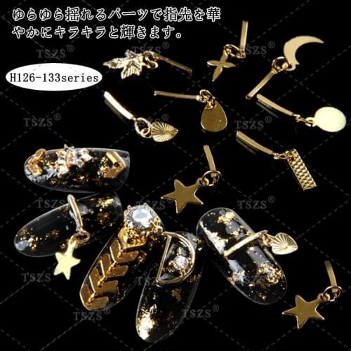 3pcs/lot Star Moon alloy heart Pendant Design Gold Metal Nail Art Decorations Studs DIY Manicure 3D Nail Jewelry Accessories