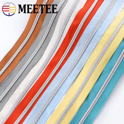 5/10Meters Meetee 5# Zipper Open-end Coil Nylon Zippers for Luggage Clothing Bags Tent Zip Repair Kit DIY Sewing Accessories