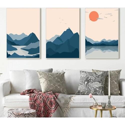 Abstract Japanese Sunset Lake Landscape Modern Canvas Painting Posters And Prints Mural Pictures Home Decor No Frame
