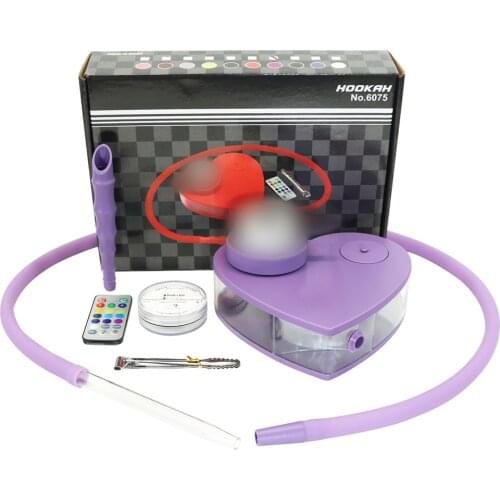 TOPPUFF Heart shape Acrylic Hookah With LED Light Complete Narguile Chicha Kit Shisha Cachimba Smoking Accessories