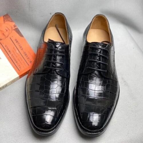 Authentic Exotic Crocodile Belly Skin Businessmen Dress Shoes Genuine Real Alligator Leather Handmade Male Lace-up Oxford Shoes