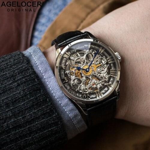 AGELOCER Swiss Brand Watch Mens Watches Mechanical Design Top Brand Luxury Clock Men Automatic Skeleton Watch Power Reserve 80H