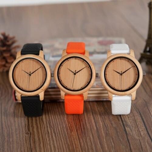 Reloj mujer BOBO BIRD Mens Wood Watches Color Silicone Band Soft Fashion Women Wooden Quartz Writwatches Great Gifts C-aB05