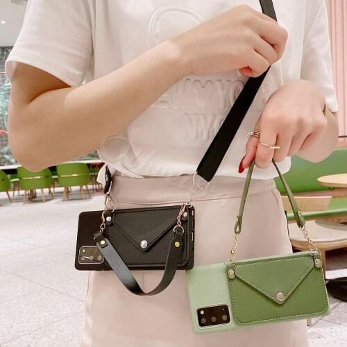 Necklace Cord Card Slot Wallet Case For Xiaomi Mi Poco F3 C3 M3 X3 NFC F2 X2 Redmi Note 10 9 7 6 5 Pro 10S 9T 9S Cover TPU Funda