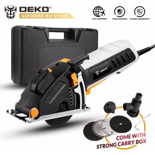 DEKO QD6905LR Mini Circular Saw with Laser, 4 Blades, Dust passage, Allen key, Auxiliary handle, BMC Box 0~28.5mm Power Tools