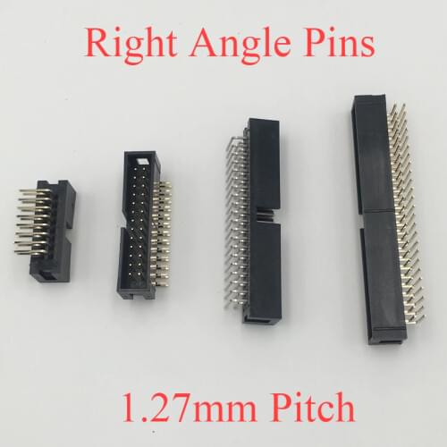 DC3 10P 14P 16P 20P 10 14 16 20 Pins 1.27mm Pitch Right Angle Double Row Space Connector IDC ISP JTAG Male Header Socket Box