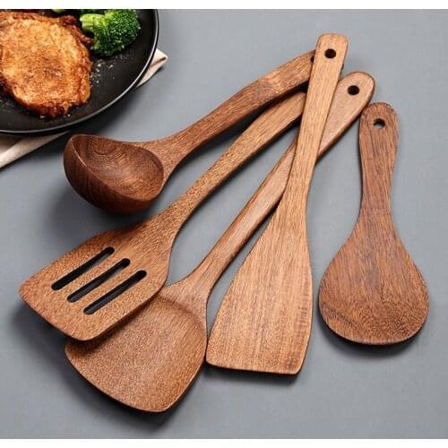 Wooden Utensils for Kitchen Wooden Spoons for Cooking Wood Rice Spatula Draining Shovel Flat Shovel Cooking Utensil