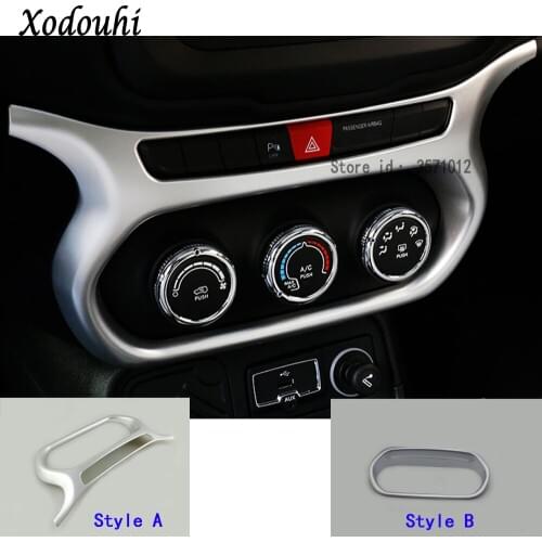 For Jeep Renegade 2016 2017 2018 2019 2020 ABS Silver Air Condition Volume Temperatur Button Control Outlet Stwich Trim Frame