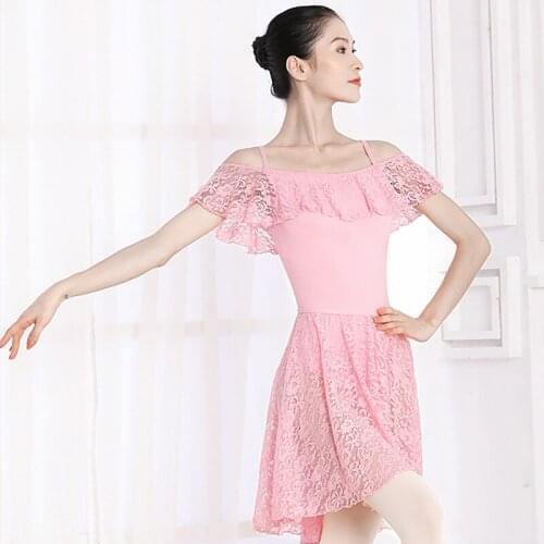 Fairy Ballet Dance Leotard For Adult Pink Ballerina Clothes Lace Ballet Tutu Dance Wear Stage Costume Gymnastics Unitard JL1919