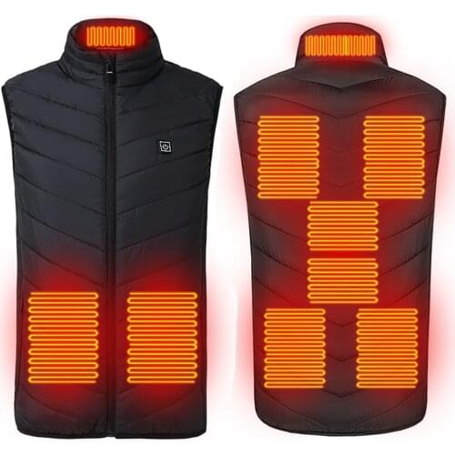 Hot! 8 Heated Vest Men Women Usb Heated Jacket Heating Vest Thermal Clothing Cycling Vest Winter Heating Jacket Black S-4XL