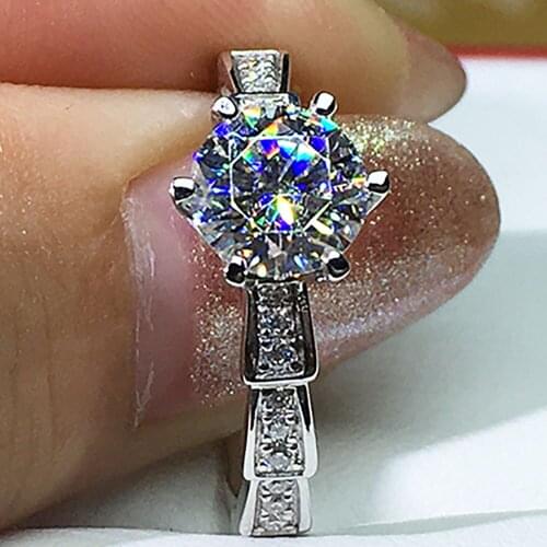 14K Au585 White Gold Women Wedding Party Engagement Ring Skeleton 1 2 3 4 5 Carat Round Moissanite Diamond Ring Bone Trendy Gift