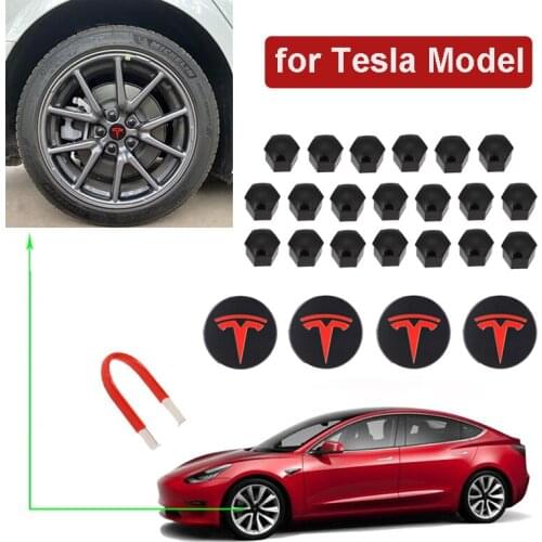 Tire Wheel Cover Trim Wheel Hub Center Cap Kit For Tesla Model 3 S X Car Modification Accessories Emblem Badge Lug Nut Model3