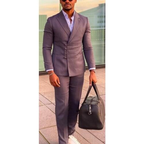 Special Buttons Peak Lapel Men Suits Costume Homme Wedding Tuxedos 2 Pcs Party Groom Prom Slim Fit Terno Masculino Man Blazer