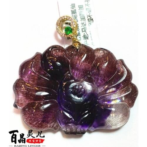 Crystal super seven purple hair nine-tailed fox fairy crystal pendant fox pendant popular heterosexual relationships