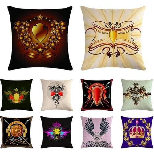 Print Linen Sofa Car Pillow Cushion Cover Cases Heart Shaped Shield Geometric Wings Home Decor