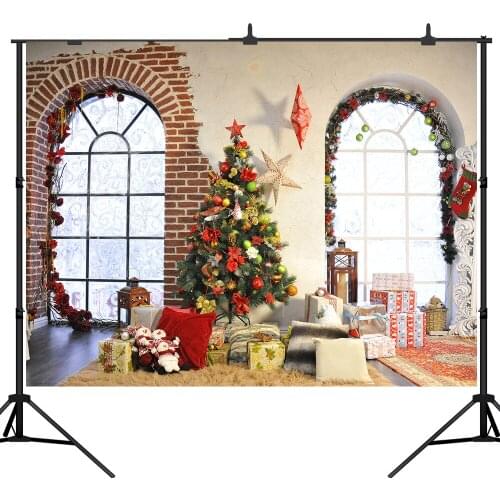 Lyavshi Christmas Tree Gift Window Carpet Pillow Photography Backgrounds Photographic Backdrops For Photo Studio