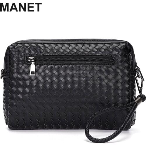 MANET Vintage Handbags for Men Designer Luxury Brand Bag Fashion Clutch Purse Business Leather Bag Causal Phone Bag Mens Wallet