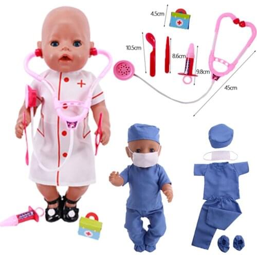 Reborn Doll Clothes Doctor Uniforms And Accessories For 18 Inch & New Born Baby & Our Generation Girls Birthday Toys Gifts