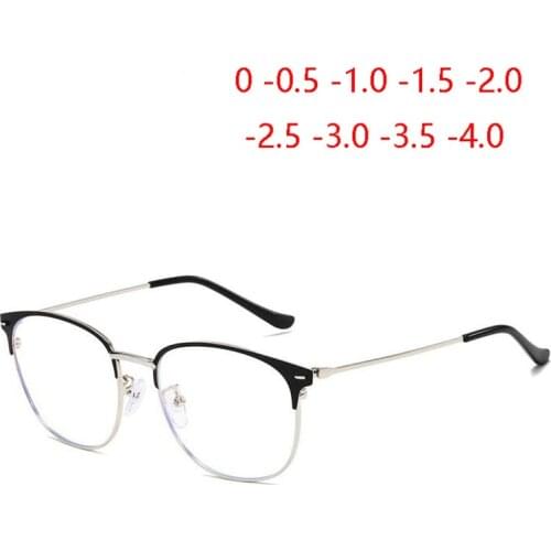 Classical Metal Cat Eye Nearsighted Glasses For Men Women 1.56 Aspherical Lens Prescription Eyeglasses 0 -0.5 -1.0 To -4.0