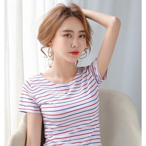 Support with check accurate inventory to film new summer wear striped collar short sleeve T-shirt a word frock