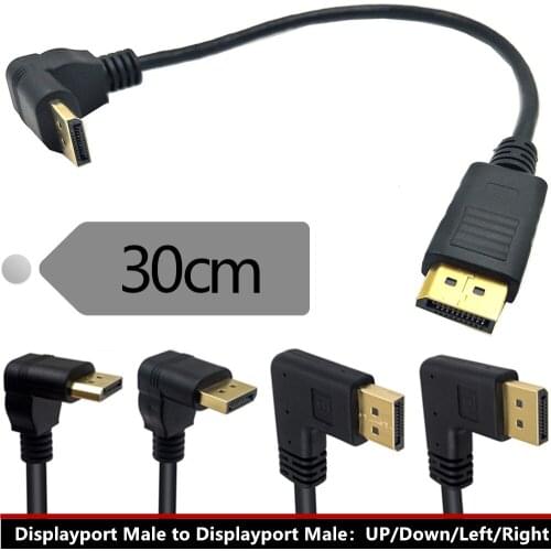 ERE DP to DP Cable, Gold Plated 90 Degree Displayport (DP) Male to Displayport (DP) Male Audio and Video Extension Adapter Cable