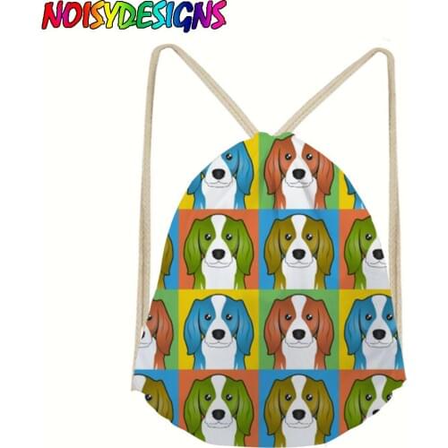 Beagle Dog Drawstring Bag Runner Pouch Swim Hiking Women Men Teenagers Backpack Dog Pattern Draw String Bags mochilas mujer