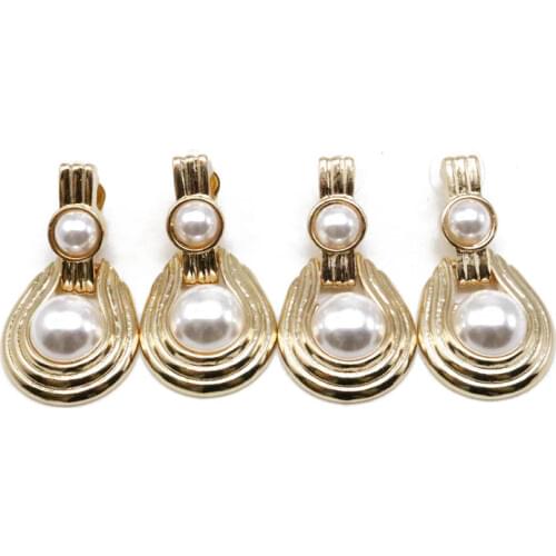 Teardrop Alloy Earring For Women Metal Pearls Geometry
