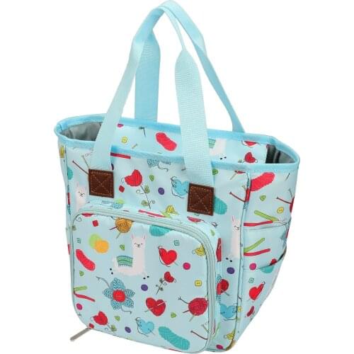 Blue Knitting Tote Bag 26*25*4cm Crochet Hooks Thread Big Capacity Yarn Storage Bag DIY Wool Crochet Hook Organizer Holder