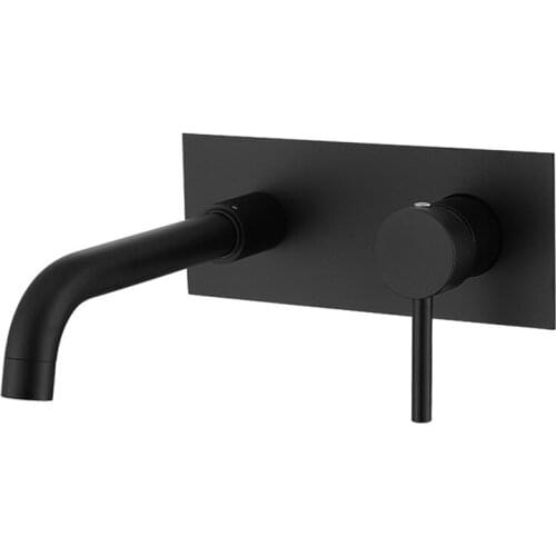 Wall-mounted Concealed With Pre-embedded Box Basin Faucet Matte Black Hot and Cold Water Washbasin Mixer Tap Basin Crane